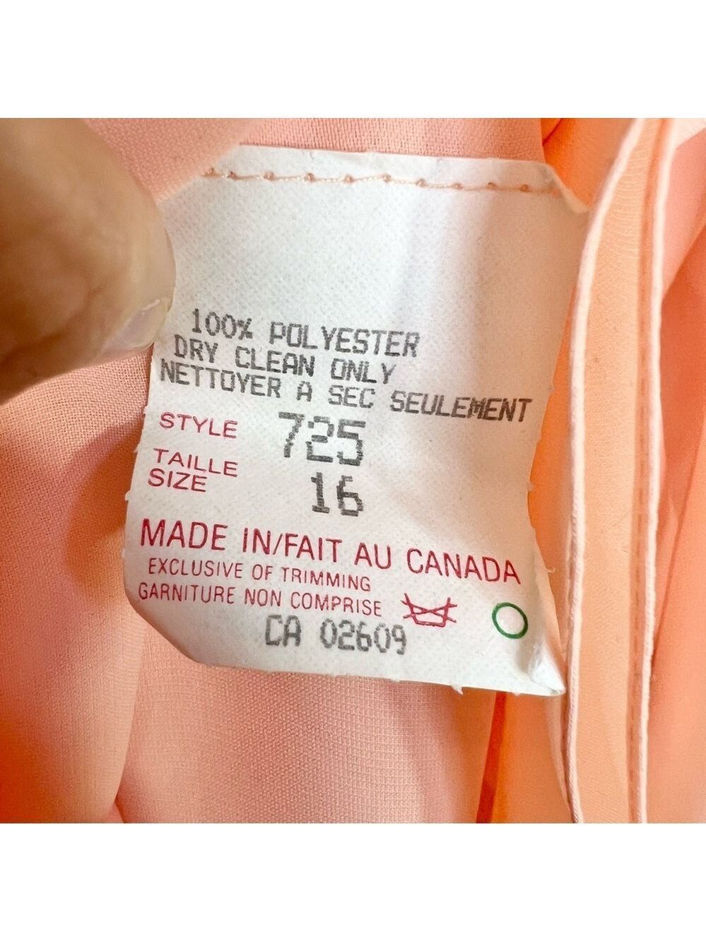 Vintage 80s union made beaded peach chiffon open jacket cami skirt set suit 16 - Picture 16 of 17